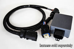 OpenHaldex C6 Controller automotive Haldex 4Motion aftermarket module with the optional wiring harness beside it, with text saying harness sold separately